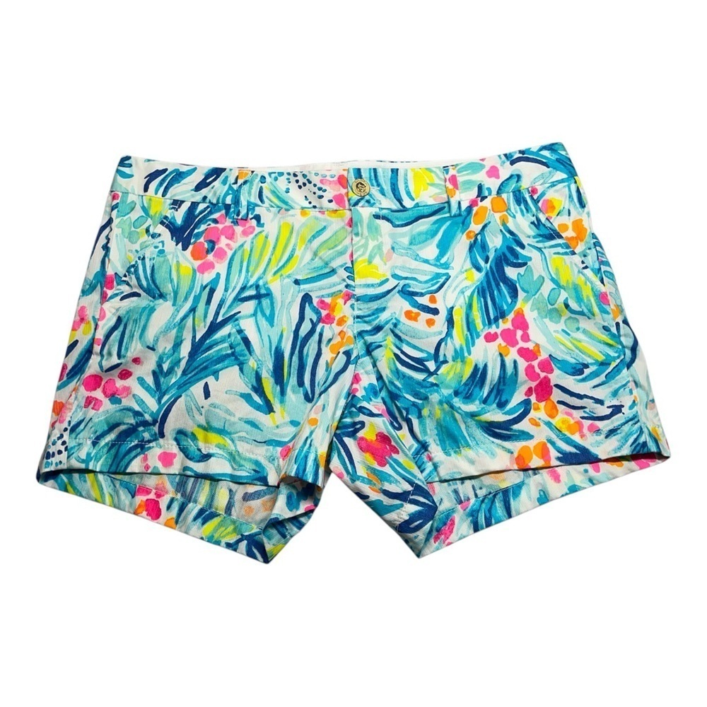 Lilly Pulitzer Serene Blue Tippy Top Callahan 5” Inseam Cotton Shorts Size 14